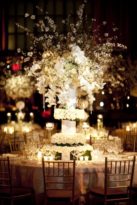 cipriani 42nd street timeless photo 03 Preston Bailey Wedding, Tantawan Bloom, Winter White Wedding, Table Floral Arrangements, Colin Cowie Wedding, Floral Design Wedding, White Winter Wedding, Zazzle Wedding, Special Events Decor