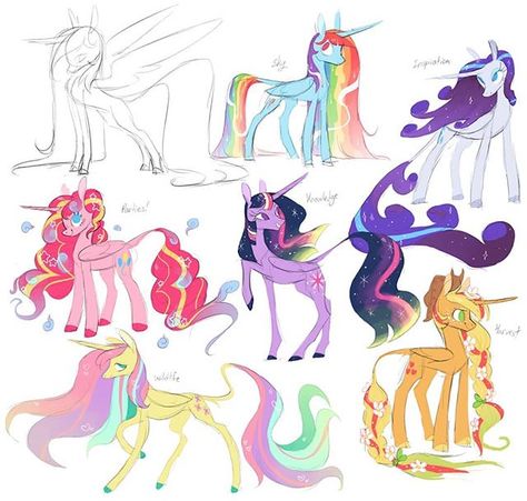 Mane 6 Alicorns, Mane 6 Redesign, Mlp Redesigns Mane 6, Mlp Mane 6 Redesign, Pony Sona, Mlp Mane 6, Mlp Designs, Mlp Redesigns, Aro Ace