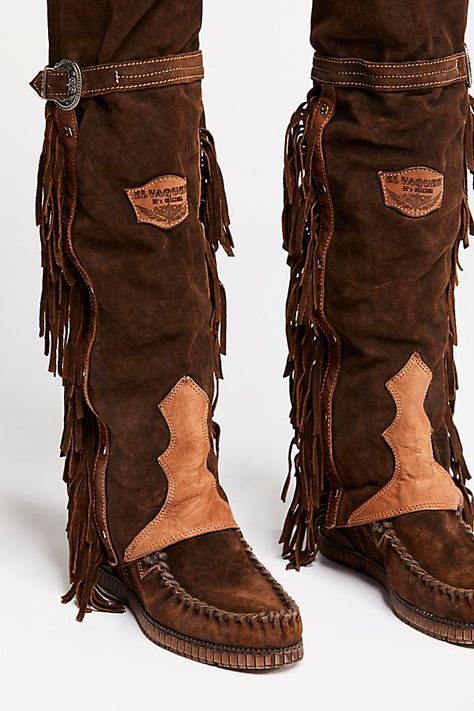 Slide View 3: Drifter Tall Mocc Boot Fringe Moccasin Boots, Native American Moccasins, Handmade Moccasins, Moccasin Pattern, Fringe Moccasins, Skor Sneakers, Boho Boots, Women Fashion Edgy, Moccasin Boots