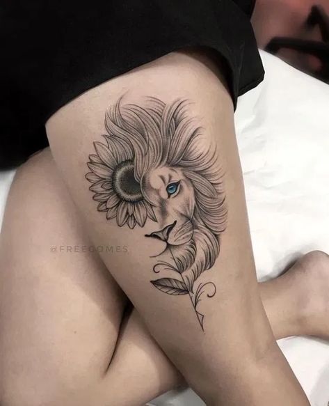 Lions Tattoo, Side Thigh Tattoos, Lioness Tattoo, Hip Thigh Tattoos, Mommy Tattoos, Leo Tattoos, Hip Tattoos Women, Inspiration Tattoos, Forearm Tattoo Women