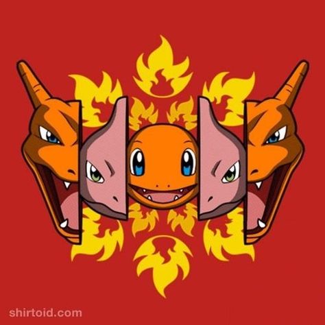 First Gen Pokemon, Charmander Evolution, Charmeleon Pokemon, Charmander Charmeleon Charizard, Strongest Pokemon, Clothing Printing, Evolution Art, Gen 1 Pokemon, Pokemon Painting