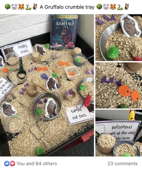 Gruffalo Sensory Activities, Gruffalo Sensory Play, The Gruffalo Eyfs Activities, Gruffalo Activities Eyfs, The Gruffalo Activities, Gruffalo Eyfs, Gruffalo Activities, Book Themed Activities, Gruffalo Party