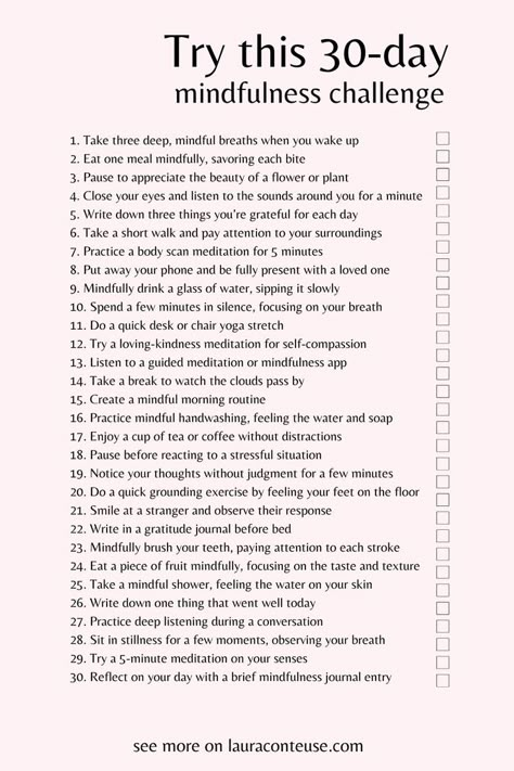 a pin that says in a large font Try This 30-Day Mindfulness Challenge Mindfulness Challenge, Lifestyle Challenge, Personal Development Activities, Be More Mindful, Healing Journaling, Challenge Ideas, Healing Vibes, Practice Mindfulness, Self Care Bullet Journal