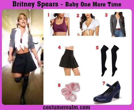 Halloween Costumes Brittany Spears, Britney Halloween Costume, Baby One More Time Costume, Dress Up As A Celebrity Costume Ideas, Britney Spears Costume Ideas, Britney Spears Halloween, Britney Spears Halloween Costume, Britney Spears Costume, Britney Spears Outfits