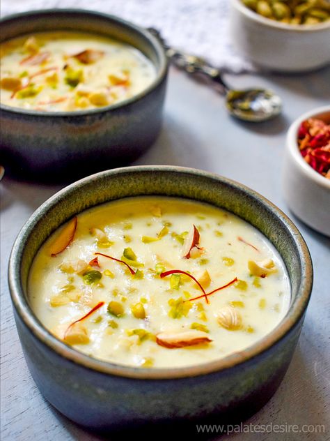 Sabudana Kheer Recipe Sabudana Kheer, Phirni Recipe, Indian Rice Pudding, Payasam Recipe, Rice Kheer, Kheer Recipe, Indian Dessert Recipes, Filipino Food, Indian Desserts