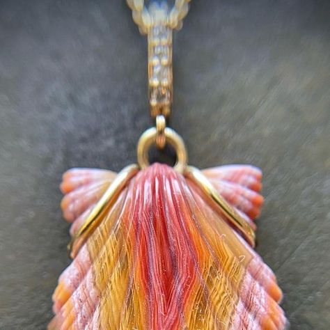 Sophie Gardner on Instagram: "✨Finished this incredible Laguna agate scallop shell pendant this morning , I’ve never seen so many colors in one stone😍✨ Hand carved Laguna agate, diamond and 18k✨Beachy little labors of love- hours and hours of carving ✨ DM for info on her✨Xx✨ . . . . . . . #lagunaagate #agatecarving #mermaidjewelry #shelljewelry #beachjewelry #resortjewelry #ooakjewelry #handcarved #gemcarving #stonecarving #venus #venusshell #scallop #spiralshell" Laguna Agate, Resort Jewelry, The Life Aquatic, Spiral Shell, Life Aquatic, Mermaid Jewelry, Scallop Shell, Scallop Shells, Shell Jewelry