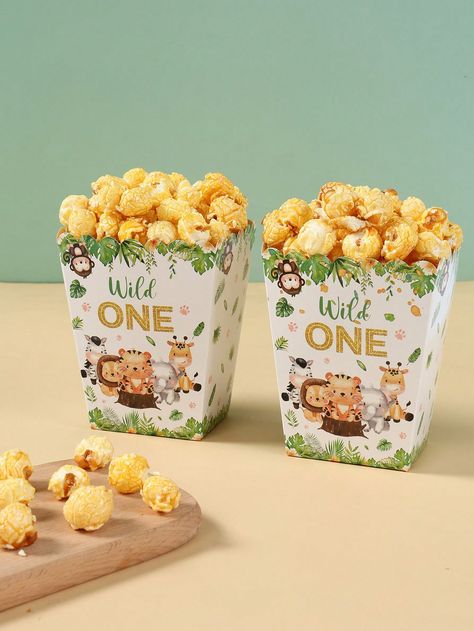 10pcs Wild One Jungle Animal Style Food Box, French Fries Box, Popcorn Cups, Popcorn Buckets Treat Boxes Containers For 1th Birthday Party Decoration And Family Movie Night, Suitable For Bakery Bread Boxes, Burger Restaurants,Christmas Jungle Animals Paper Event & Party Supplies, size features are:Bust: ,Length: ,Sleeve Length: Christmas Jungle, Burger Restaurants, Safari Party Decorations, Popcorn Buckets, Popcorn Cups, Jungle Animals Party, Pink Safari, Animal Party Favors, Jungle Thema