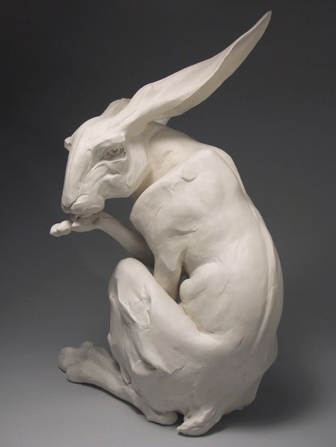 Beth Cavener - Follow the black rabbit | Noli Me Tangere Beth Cavener, Noli Me Tangere, Rabbit Sculpture, Sculptures Céramiques, Photographie Portrait Inspiration, Rabbit Art, Bunny Art, Ceramic Animals, Animal Sculptures