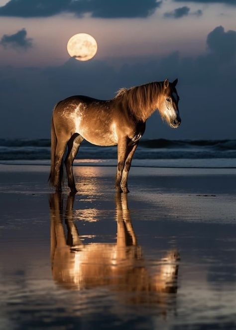 Horses Galloping, Reflection In Water, Beautiful Horses Photography, Horse Galloping, Shoot The Moon, Rodeo Life, The Reflection, American Icons, Majestic Animals