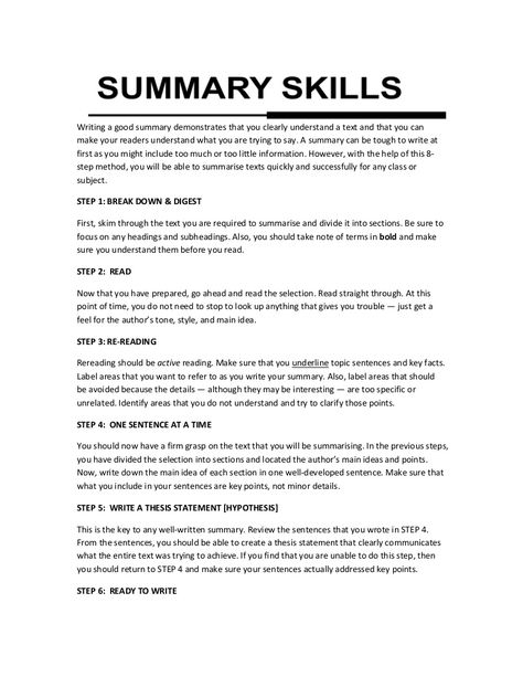 SUMMARY SKILLSWriting a good summary demonstrates that you clearly understand a text and that you can make your readers understand what you are trying to say. … Summary Writing Example, How To Write A Summary, Summaries Ideas, Summary Ideas, Writing Methods, Essay Cover Page, Book Analysis, Writing Expressions, Literature Study