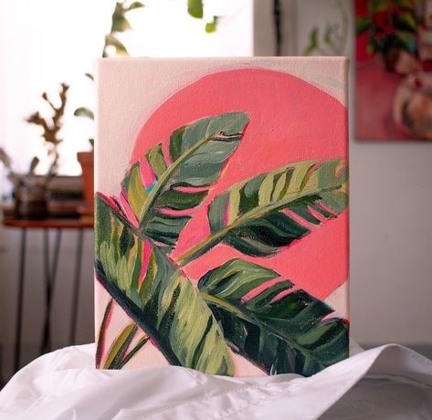 Gouache Art, Plant Painting, Tropical Art, Aesthetic Painting, Art Inspiration Painting, Art Painting Acrylic, Plant Collection, Plant Art, Painting Art Projects