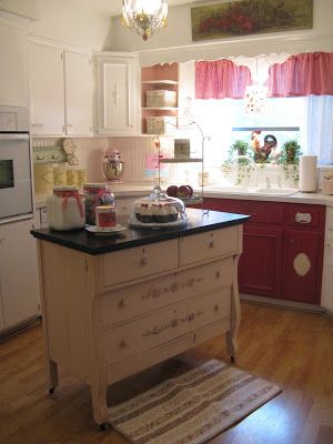 Island Made From Dresser, Kitchen Island Made From Dresser, Dresser Island, Dresser Kitchen, Dresser Kitchen Island, Rose Vine, Small Kitchen Island, Small Dresser, Frosé