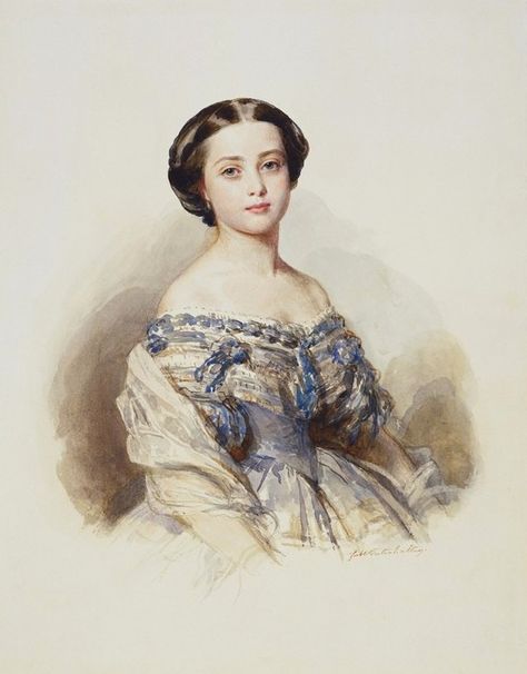 1855 Princess Royal Victoria by Franz Xaver Winterhalter (Royal Collection) | Grand Ladies | gogm Victoria Princess Royal, Franz Xavier Winterhalter, Empress Alexandra, Franz Xaver Winterhalter, Era Victoria, Gaun Abad Pertengahan, Queen Victoria Family, Queen Victoria Prince Albert, Alexandra Feodorovna