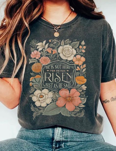 He Is Risen Shirt, Kids Easter Shirts, Mode Prints, Retro Easter, Resurrection Sunday, Easter Tees, Faith Shirt, Easter Shirt, He Is Risen