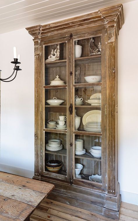 Collections on Displaycountryliving 1700s Home, 1800s Decor, Natural Wood China Cabinet, Rustic China Cabinet Farmhouse Style, Country French Dining Room, Reclaimed Wood China Cabinet, Cottage Dining Room, Estilo Cottage, Historic Cottage