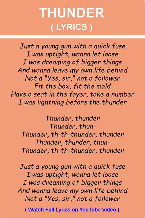 Hey Guys! This video is about lyrics for a beautiful song called " Thunder ", originally by Imagine Dragons.  Imagine Dragons, Thunder, Imagine Dragons Thunder, Imagine Dragons Thunder lyrics, Imagine Dragons lyrics Thunder, Thunder Imagine Dragons, Thunder Imagine Dragons lyrics, Thunder lyrics, Imagine Dragons lyrics, Thunder lyrics Imagine Dragons, new Imagine Dragons, Imagine Dragons 2020, english songs 2020, english songs 2020 with lyrics, Top Awesomes. Thunder Song Lyrics, Thunder Lyrics, Imagine Dragons Thunder, Imagine Dragons Songs, Imagine Dragons Lyrics, Song List, Imagine Dragons, Beautiful Songs, Music Lyrics