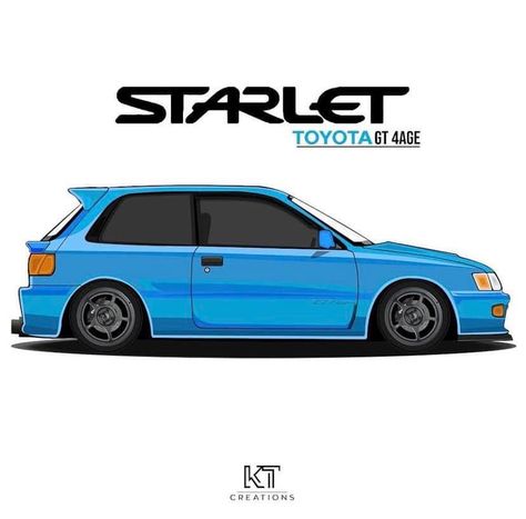 Toyota Starlet, Suzuki Alto, Best Jdm Cars, Automotive Artwork, Car Illustration, Japan Art, Fast And Furious, Jdm Cars, Car Ford