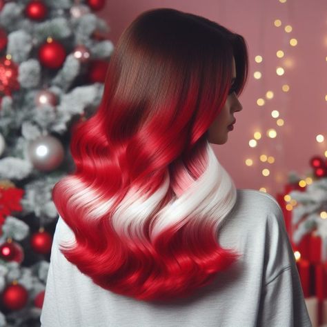 20 Fun Christmas Hair Color Ideas For The Holiday Season Christmas Hair Braids, Fun Christmas Hair, Christmas Hair Color Ideas, Christmas Hair Color, Holiday Hair Color, Hair Dye Techniques, Red Ombre Hair, Temporary Hair Dye, Vivid Hair Color