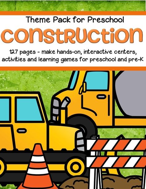 Centers For Preschool, Preschool Construction, Pre K Classroom, Community Helpers Theme, Construction Signs, Preschool Centers, Construction Activities, Transportation Theme, Early Childhood Classrooms