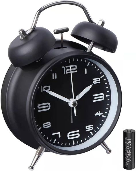 Classic Alarm Clock 3D Dial (Battery Include), 4" Alarm Clocks Silent Non-Ticking Quartz Twin Bell Best Alarm Clock, Toddler Clock, Retro Alarm Clock, Analog Alarm Clock, Bedroom Clocks, Kids Alarm Clock, Bedside Clock, Travel Alarm Clock, Vintage Alarm Clocks