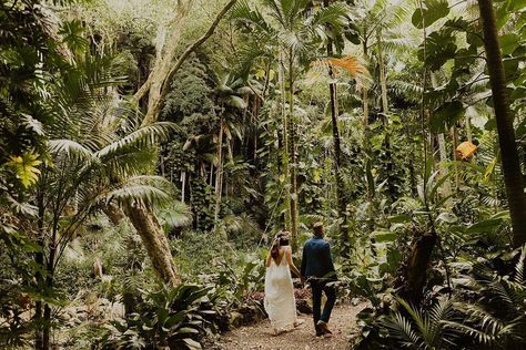 intimate kauai wedding || national tropical botanical gardens kauai wedding | tropical themed wedding | hawaii wedding | hawaii elopement | boho kauai wedding Tropical Themed Wedding, Stormy Beach, Tropical Botanical Garden, Old Catholic Church, Nostalgic Wedding, Botanical Garden Wedding, Photo Documentary, Kauai Wedding, Tropical Botanical