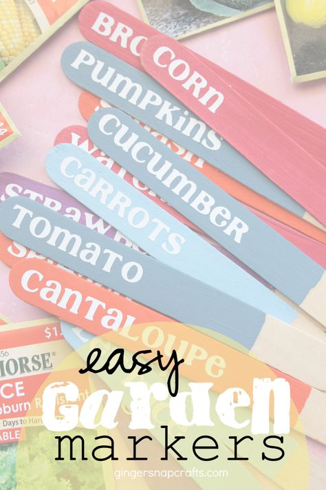 Easy Garden Markers with DecoArt {tutorial} Cricut Garden Markers, Garden Markers Diy, Silhouette Mint, Diy Marker, Vintage Mason Jars, Monthly Crafts, Ginger Snap, Spring Projects, Garden Markers