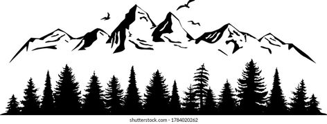 Mountain Range Icon Images, Stock Photos & Vectors | Shutterstock Trees Silhouette, Landscape Silhouette, Wood Burning Patterns Stencil, Icon Images, Landscape Tattoo, Wood Burning Patterns, Tree Silhouette, Landscape Trees, Silhouette Svg