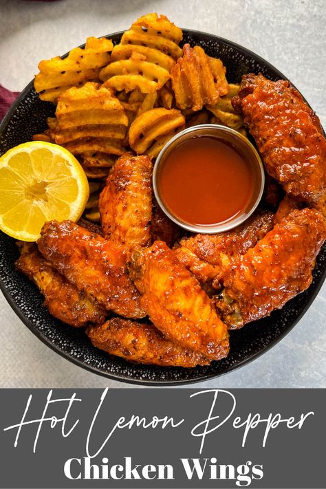 Spicy Lemon Pepper Wings, Hot Lemon Pepper Wings, Wingstop Wings, Breaded Wings, Lemon Pepper Sauce, Hot Wing Recipe, Hot Wing Sauces, Lemon Pepper Chicken Wings, Wing Sauce Recipes