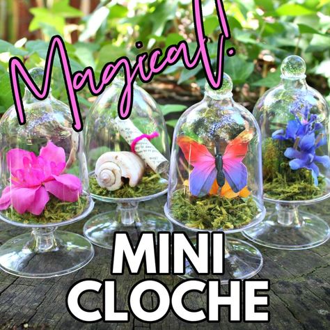 Mini Cloche DIY | Don't toss the used plastic wine glasses from your last party...Make these instead! #MakeYourMark #Cloche #Mini | By Mark Montano - Facebook Plastic Wine Glass Crafts, Diy Cloche, Mini Cloche, Mark Montano, Cloche Domes, Plastic Wine Glasses, Wine Glass Crafts, Glass Cloche, Soda Bottles