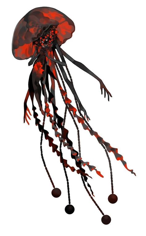 Jellyfish Monster Art, Jellyfish Creature Concept Art, Jellyfish Concept Art, Nonhuman Character Design, Nonhuman Oc, Jellyfish Character Design, Jellyfish Creature, Jellyfish Monster, Jellyfish Oc