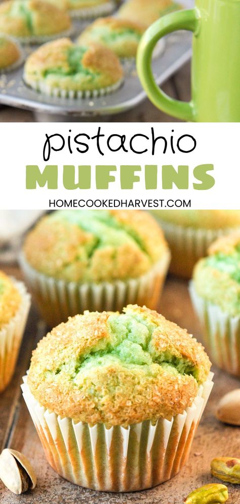 Pistachio Muffins Recipe, Pistachio Muffins, Pudding Cupcakes, Pastries Recipes, Pistachio Pudding, Homemade Muffins, Instant Pudding Mix, Best Breakfast Recipes, Instant Pudding