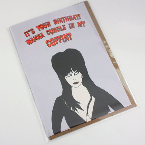 Elvira Banner, Elvira Illustration, Horror Movie Valentine Cards, Elvira Coffin, Elvira Comic Covers, The Munsters, Birthday Meme, It's Your Birthday, Birthday Greeting Cards