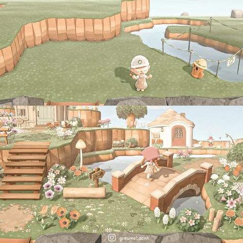 Animal Crossing Springcore Entrance, Acnh Entrance Ideas Fairycore, Springcore Entrance Acnh, Acnh Countryside Entrance, Animal Crossing Cottagecore Entrance, Acnh Springcore Entrance, Elegant Core Acnh, Acnh Cottagecore Entrance, Acnh Entrance Ideas