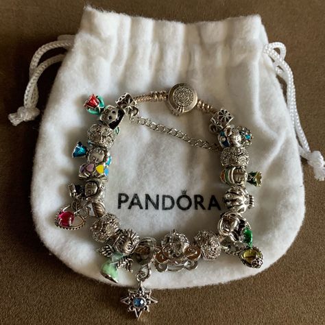 Sterling Silver Authentic Pandora Moments Sparkling Crown O Snake Chain Bracelet With Brand New Lots Disney Princess Themed Charms Jewelry Bracelet Is Authentic Pandora. Charms Are Non Brand Charms, All Brand New. Come With Pandora Jewelry Pouch As Shown. You’ll Get Everything In Pictures. Very Pretty Bracelet Set. Beads For Jewelry Making Pendants Bracelet Pandora Charms Accessories Set For Women Colorful Gems Heart Feather Diy Cartoon Alloy Princess Mermaid Loose Bead String Accessories Wholes Pandora Bracelet Disney, Disney Pandora Bracelet, Disney Princess Jewelry, Disney Charm Bracelet, Pandora Bracelet Charms Ideas, Making Pendants, Princess Mermaid, Fake Foto, Dream Items