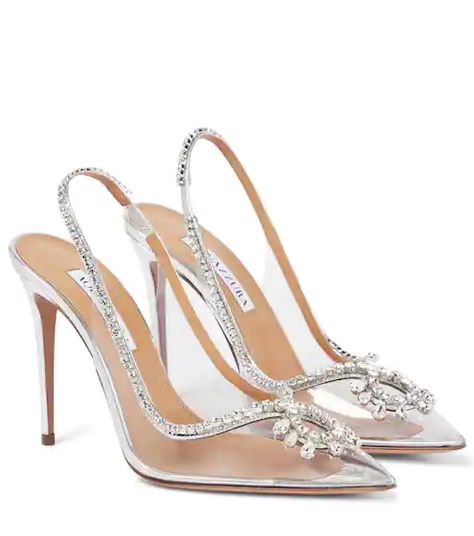 Branded Shoes, Clear Shoes, Shoes Stand, Silver Pumps, Pointed Heels, Wedding Heels, Slingbacks, Toe Designs, Shoe Collection