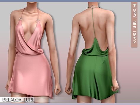 The Sims Resource - Belaloallure_Poppy silk dress (patreon) Sims 4 Body Mods, Sims 4 Dresses, Sims Four, Silk Dresses, Sims 4 Mods Clothes, Sims 4 Cas, Sims 4 Cc Finds, Sims 4 Clothing, The Sims4