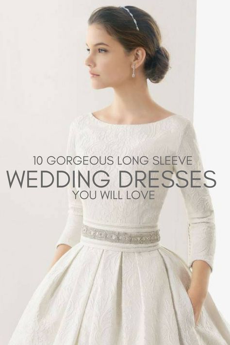 10 Gorgeous Long Sleeve Wedding Dresses You Will Love Simple Dress With Sleeves, Simple Aline Wedding Dress, Nontraditional Wedding Dresses, Most Popular Wedding Dresses, Wedding Dresses For Petite Women, Vintage Wedding Gown, Wedding Dresses 50s, Nontraditional Wedding Dress, Long Sleeve Wedding Dresses