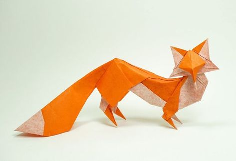 Fox Origami Creatures, Fox Origami, Symbol Ideas, Paper Forms, Creative Origami, Paper Fox, Folding Origami, Bazaar Ideas, Instruções Origami