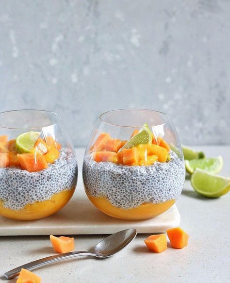 Indulge in a taste of the tropics with this refreshing Tropical Papaya Mango Chia Delight from The Feedfeed. This vibrant recipe combines juicy papaya and sweet mango with the nutritional powerhouse of chia seeds, creating a delightful treat that's both healthy and delicious. Perfect for breakfast or a midday snack, this dish is bursting with flavor and packed with vitamins. Enjoy a little slice of paradise with every bite. Mango Chia Pudding, Ripe Papaya, Chia Seeds Benefits, Refreshing Snacks, Midday Snack, Chia Pudding Recipes, A Healthy Breakfast, Homemade Granola, Chia Pudding