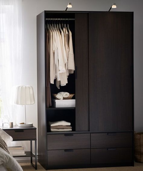 Dark Cupboards Bedroom, Dark Brown Cupboards Bedroom, Dark Brown Wardrobe Bedroom, Brown Closet Bedroom, Dark Brown Closet, Brown Wardrobe Bedroom, Ikea Wardrobe Closet, Brown Cupboards, Dark Brown Bedrooms