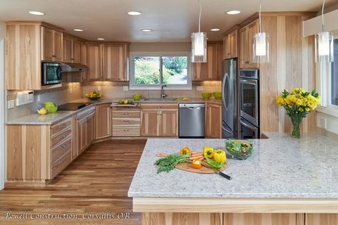 countertops with hickory cabinets | ... cabinets. | Hickory | Pinterest | Quartz Countertops, Hickory Cabinets Kitchen Cabinets Hickory, Hickory Cabinets Kitchen, Birch Kitchen Cabinets, Emperador Light, Kitchen Quartz, Hickory Kitchen Cabinets, Hickory Kitchen, Full Kitchen Remodel, Hickory Cabinets