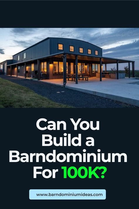 By buying a barndominium kit under $100K you will be able to build a barndominium that is around 1000-2000 sq ft. Just buying the kit is substantially cheaper. However, a variety of factors influence the price: DIY vs hiring a contractor. Metal Building Kits Prices, Barndominium Prices, Build A Barndominium, Barndominium Cost, Barndominium Kits, Barn House Kits, Metal Building Kits, Metal Building House Plans, Building A Pole Barn