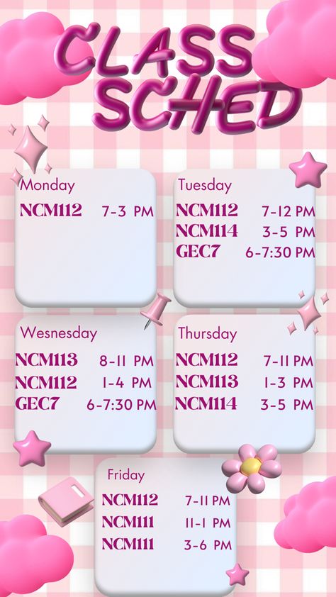 Class Schedule Template Aesthetic Wallpaper, Canva Wallpaper, Class Schedule Template, Aesthetic Barbie, Pink Edit, Aesthetic Writing, Keyword Elements Canva, Schedule Templates, Barbie Theme