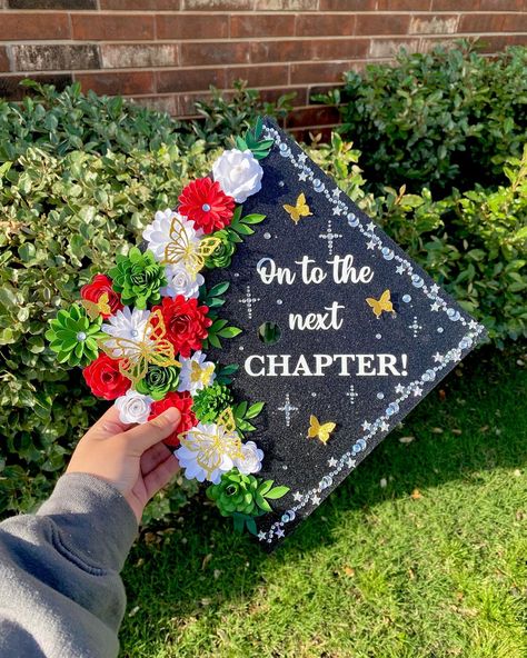 “On to the next Chapter!” 👩🏻‍🎓💚❤️ Only booking grad caps for June 5th and forward! Book through my website only 🩷www.advbellearts.com __________ #advbellecaps #gradszn #classof2024 #gradcapdesign #gradcapideas Ucf Graduation Pictures, Ucf Graduation, On To The Next Chapter, Grad Cap Designs, Grad Caps, Graduation Cap Designs, Cap Ideas, On To The Next, Cap Designs