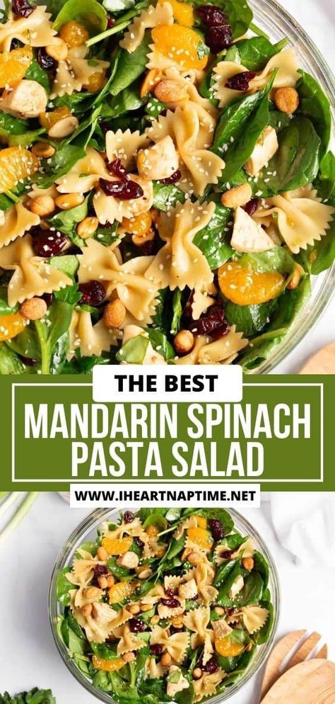 Teriyaki Dressing, Chicken Bowtie Pasta, Spinach Pasta Salad, Chicken Pesto Pasta Salad, Cold Pasta Dishes, Salad With Spinach, Pasta Salad With Spinach, Chicken Caesar Pasta Salad, Fresh Salad Recipes