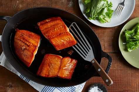 Mike's Hot Honey-Glazed Salmon  recipe on Food52 Hot Honey Recipe Chicken, Mikes Hot Honey, Hot Honey Salmon, Honey Salmon Recipes, Dessert Recipes Crockpot, Honey Glazed Salmon Recipe, Hot Honey Recipe, Honey Glazed Salmon, Salmon Glaze Recipes