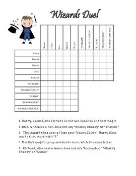 ** LOGIC PUZZLES FOR HALLOWEEN!! **"WIZARD'S DUEL" : FREE Intermediate Level Puzzle - Answer Key included! Engage your students with some Halloween math and logic practice! These are designed for upper elementary/middle school students for higher-level thinking. Logic Puzzles For Middle School, First Grade Logic Puzzles, Puzzles With Answers Logic, Elementary Logic Puzzles, Grid Puzzles, Logic Problems, Math Logic Puzzles, Puzzles For Adults, Wizard School