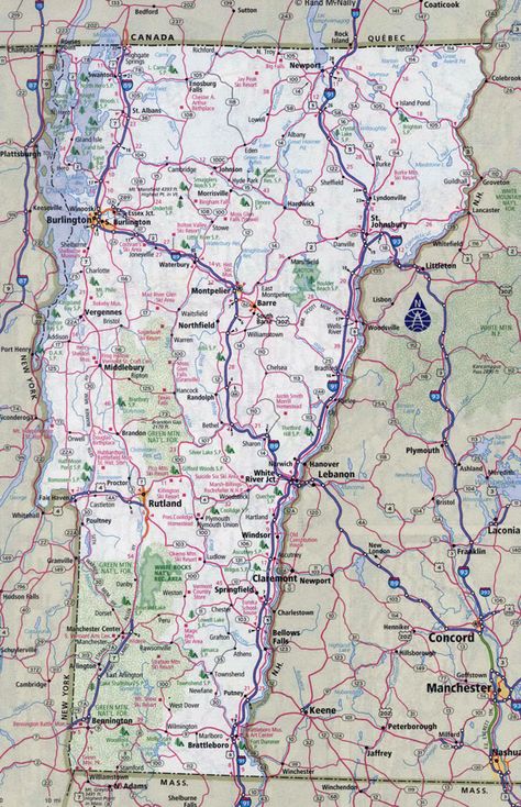 Vermont state large detailed roads and highways map with all cities. Vermont, USA. Usa Maps, Fall Foliage Road Trips, Highway Map, Vermont Usa, New England Road Trip, North America Map, New England Travel, Printable Maps, The United States Of America