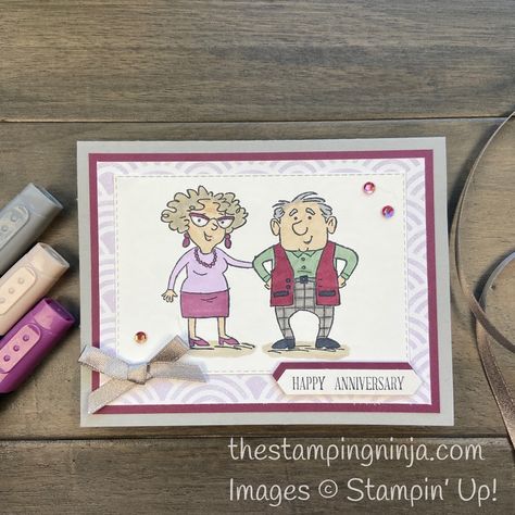 Senior Years Stampin Up Cards, Stampin Up Senior Years, Happy Anniversary Card Ideas, Anniversary Cards For Couple, Wings Card, Friend Cards, Valentines Frames, Happy Anniversary Cards, Funny Anniversary Cards