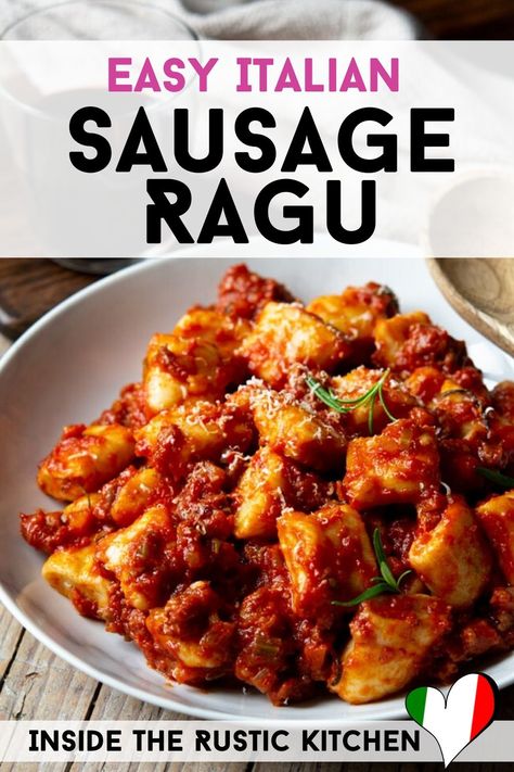 Sausage Ragu, Kitchen Italian, Sausage Sauce, Ragu Sauce, Ricotta Gnocchi, Ragu Recipe, Italian Recipes Dessert, Italian Comfort Food, Italian Recipes Traditional